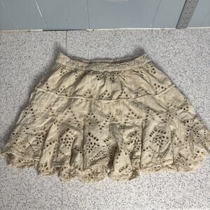 Free People Women’s Eyelet Skirt Skort Festival Boho Flow Tan Khaki XS